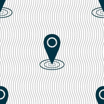 Map pointer icon sign. Seamless pattern with geometric texture. Vector イラスト素材