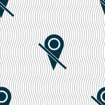Map pointer icon sign. Seamless pattern with geometric texture. Vector Illustrazione stock