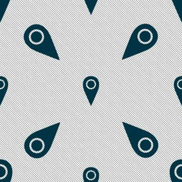 Map pointer icon sign. Seamless pattern with geometric texture. Vector Illustrazione stock