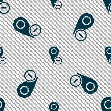 Map pointer icon sign. Seamless pattern with geometric texture. Vector Stock Illustration