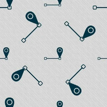 Map pointer icon sign. Seamless pattern with geometric texture. Vector Stock Illustration