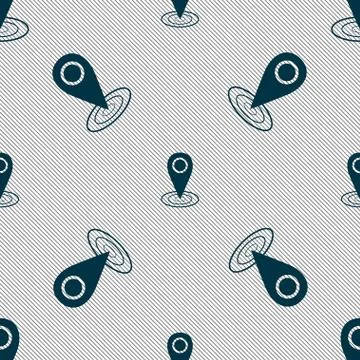 Map pointer icon sign. Seamless pattern with geometric texture. Vector Stock Illustration