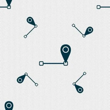 Map pointer icon sign. Seamless pattern with geometric texture. Vector Stock Illustration