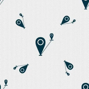 Map pointer icon sign. Seamless pattern with geometric texture. Vector Stock Illustration