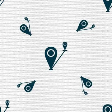 Map pointer icon sign. Seamless pattern with geometric texture. Vector Illustrazione stock