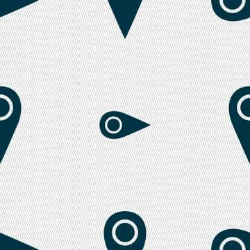 Map pointer icon sign. Seamless abstract background with geometric shapes. Ve Illustrazione stock