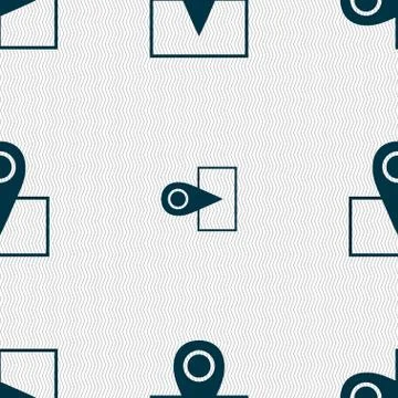 Map pointer icon sign. Seamless abstract background with geometric shapes. Ve イラスト素材
