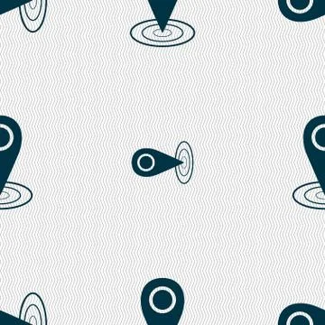 Map pointer icon sign. Seamless abstract background with geometric shapes. Ve イラスト素材