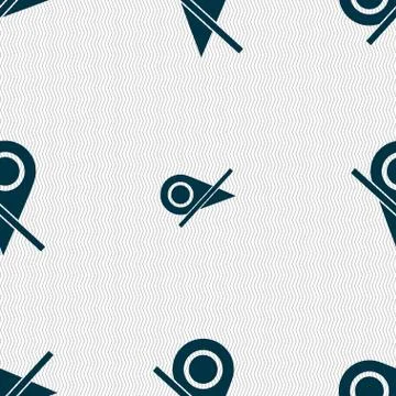 Map pointer icon sign. Seamless abstract background with geometric shapes. Ve Stock Illustration