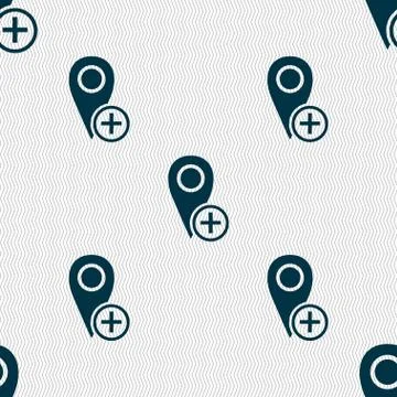 Map pointer icon sign. Seamless abstract background with geometric shapes. Ve イラスト素材