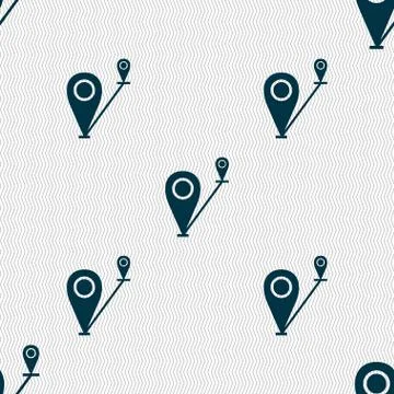 Map pointer icon sign. Seamless abstract background with geometric shapes. Ve イラスト素材
