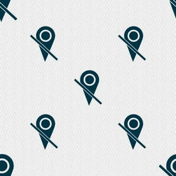 Map pointer icon sign. Seamless abstract background with geometric shapes. Ve イラスト素材