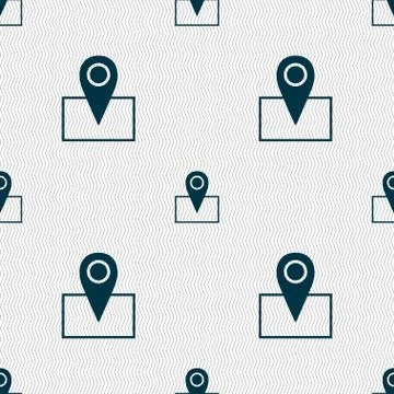 Map pointer icon sign. Seamless abstract background with geometric shapes. Ve イラスト素材