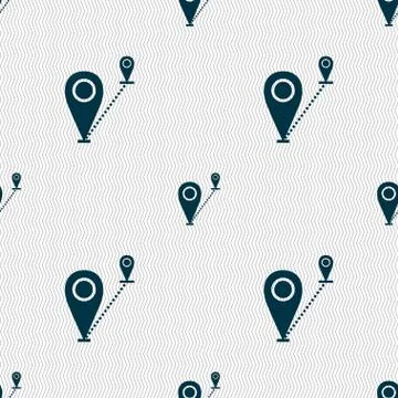 Map pointer icon sign. Seamless abstract background with geometric shapes. Ve イラスト素材