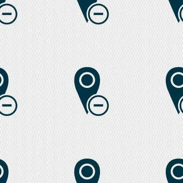 Map pointer icon sign. Seamless abstract background with geometric shapes. Ve Stock Illustration