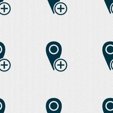 Map pointer icon sign. Seamless abstract background with geometric shapes. Ve イラスト素材