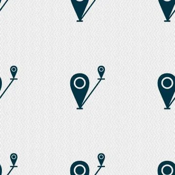 Map pointer icon sign. Seamless abstract background with geometric shapes. Ve イラスト素材