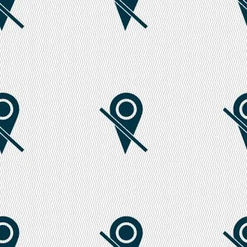Map pointer icon sign. Seamless abstract background with geometric shapes. Ve Illustrazione stock