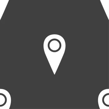 Map pointer icon sign. Seamless pattern on a gray background. Vector Stock Illustration