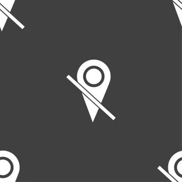 Map pointer icon sign. Seamless pattern on a gray background. Vector Illustrazione stock