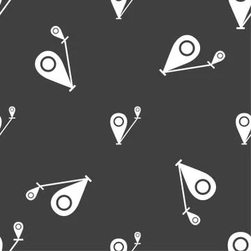 Map pointer icon sign. Seamless pattern on a gray background. Vector Illustrazione stock