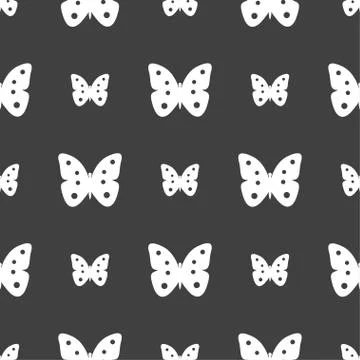 Map pointer icon sign. Seamless pattern on a gray background. Vector Illustrazione stock