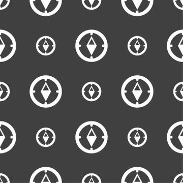 Map pointer icon sign. Seamless pattern on a gray background. Vector Illustrazione stock