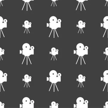 Map pointer icon sign. Seamless pattern on a gray background. Vector Illustrazione stock