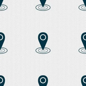 Map pointer icon sign. Seamless abstract background with geometric shapes. Stock Illustration
