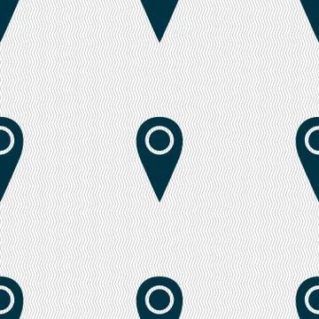 Map pointer icon sign. Seamless abstract background with geometric shapes. イラスト素材