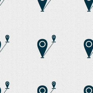 Map pointer icon sign. Seamless abstract background with geometric shapes. イラスト素材