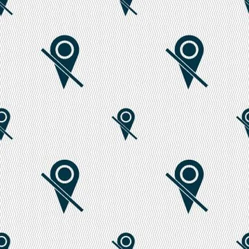Map pointer icon sign. Seamless abstract background with geometric shapes. Stock Illustration