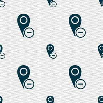 Map pointer icon sign. Seamless abstract background with geometric shapes. Stock Illustration