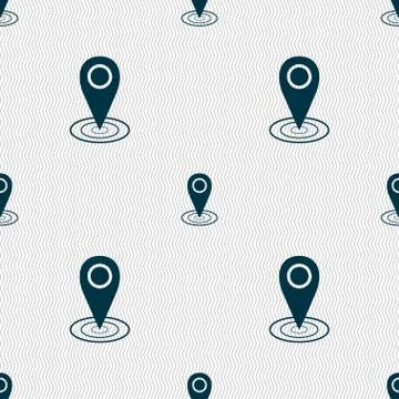 Map pointer icon sign. Seamless abstract background with geometric shapes. イラスト素材