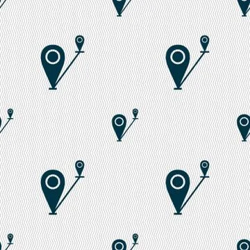 Map pointer icon sign. Seamless abstract background with geometric shapes. イラスト素材