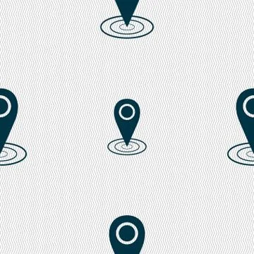 Map pointer icon sign. Seamless abstract background with geometric shapes. Illustrazione stock