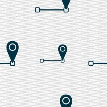 Map pointer icon sign. Seamless abstract background with geometric shapes. Stock Illustration