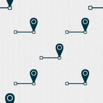 Map pointer icon sign. Seamless abstract background with geometric shapes. イラスト素材