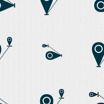 Map pointer icon sign. Seamless abstract background with geometric shapes. Stock Illustration