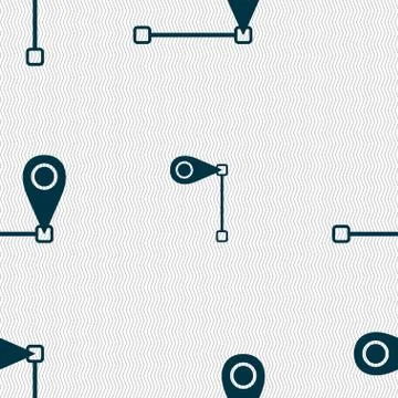 Map pointer icon sign. Seamless abstract background with geometric shapes. イラスト素材