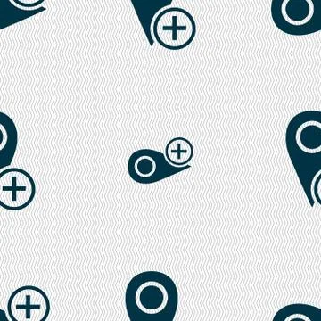 Map pointer icon sign. Seamless abstract background with geometric shapes. イラスト素材