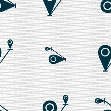 Map pointer icon sign. Seamless abstract background with geometric shapes. イラスト素材