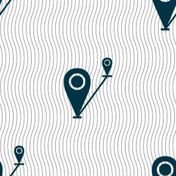 Map pointer icon sign. Seamless pattern with geometric texture. Stockillustratie