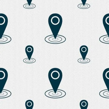 Map pointer icon sign. Seamless pattern with geometric texture. 스톡 일러스트