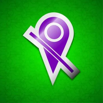Map pointer icon sign. Symbol chic colored sticky label on green background. Stock Illustration