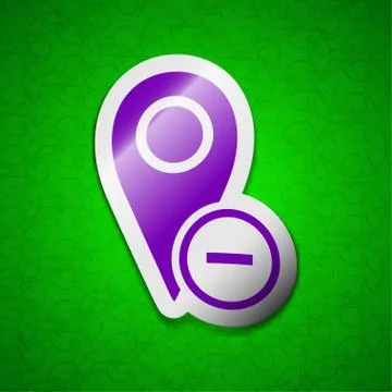 Map pointer icon sign. Symbol chic colored sticky label on green background. Stock Illustration