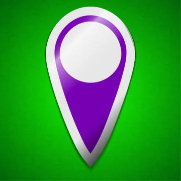 Map pointer  icon sign. Symbol chic colored sticky label on green background. Stock Illustration