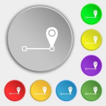 Map pointer icon sign. Symbols on eight flat buttons. Stock Illustration
