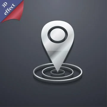 Map pointer icon symbol. 3D style. Trendy, modern design with space for your tex Stock Illustration
