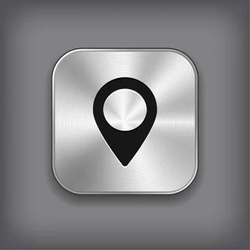 Map pointer icon - vector metal app button Illustrazione stock